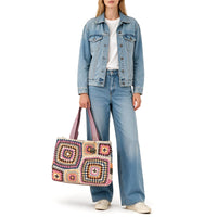 Bolso tote a ganchillo hecho a mano multicolor - ANOKHI