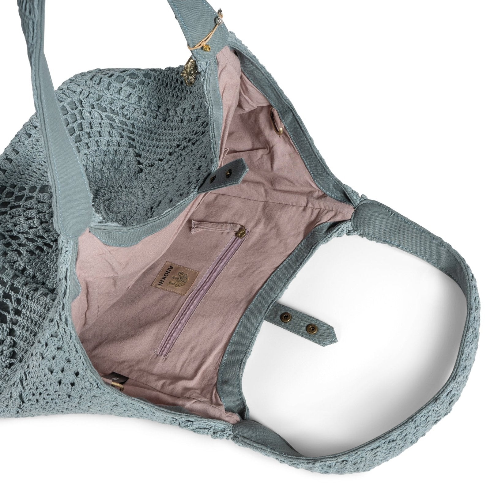 Tote Bag gehäkelt Handarbeit grau - ANOKHI