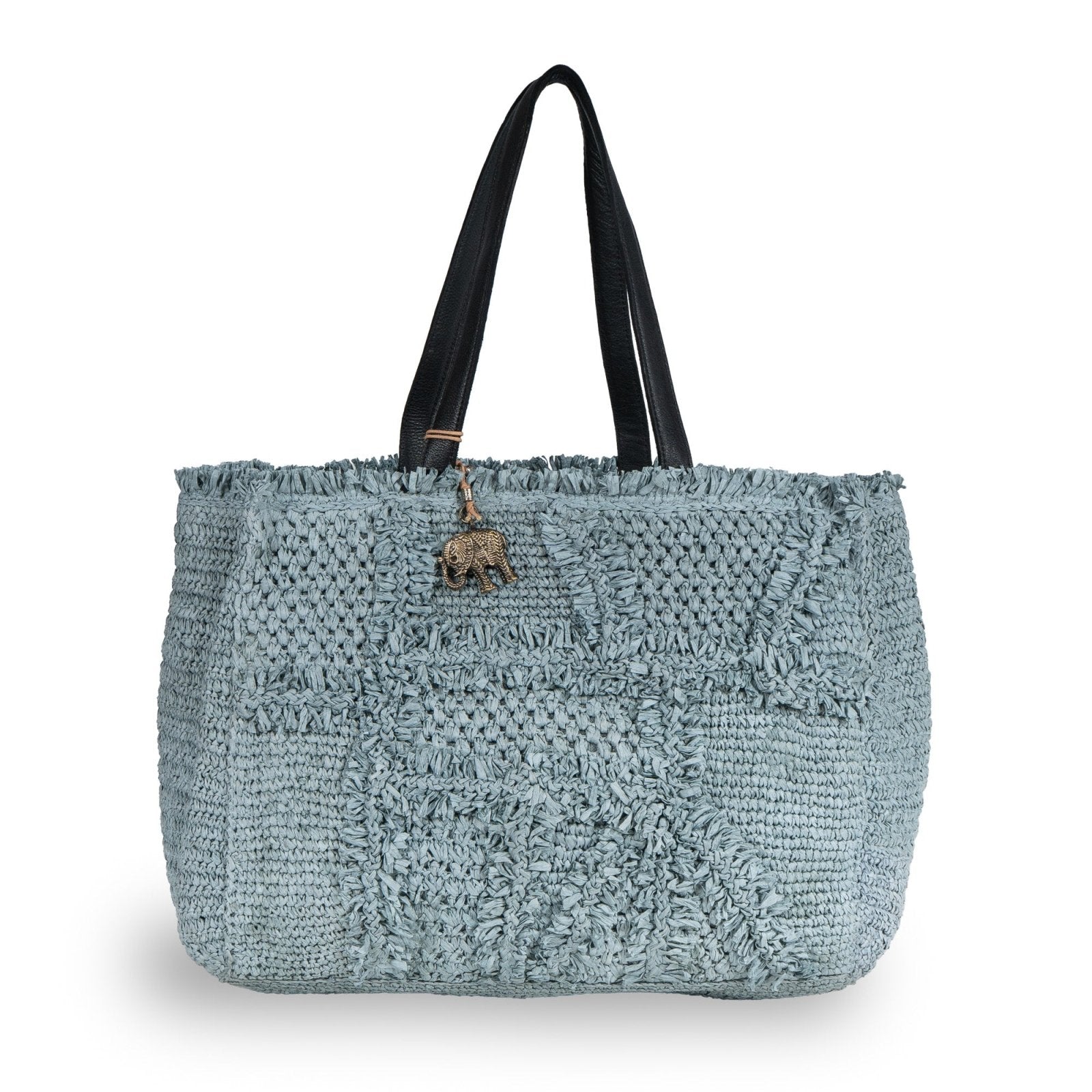Tote Bag groß aus Bast Handarbeit grau - ANOKHI