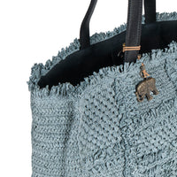 Tote Bag groß aus Bast Handarbeit grau - ANOKHI