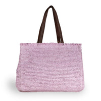 Tote Bag groß aus Bast Handarbeit rose - ANOKHI