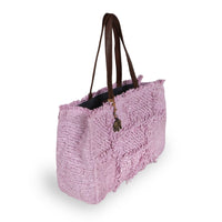 Tote Bag groß aus Bast Handarbeit rose - ANOKHI