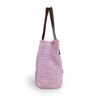 Tote Bag groß aus Bast Handarbeit rose - ANOKHI