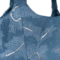 Tote Bag groß Blue Denim bestickt - ANOKHI