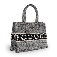 Tote Bag Jacquard schwarz weiß – 2