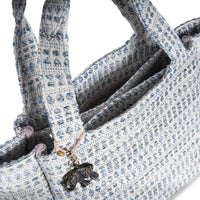 Tote Bag Jacquard Tupfen weiß blau – 4
