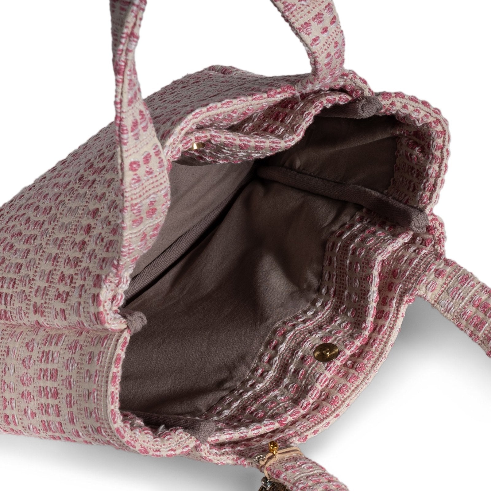 Tote Bag Jacquard Tupfen weiß pink - ANOKHI