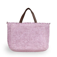 Tote Bag klein aus Bast Handarbeit rose - ANOKHI