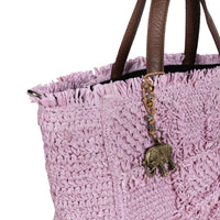 Tote Bag klein aus Bast Handarbeit rose - ANOKHI