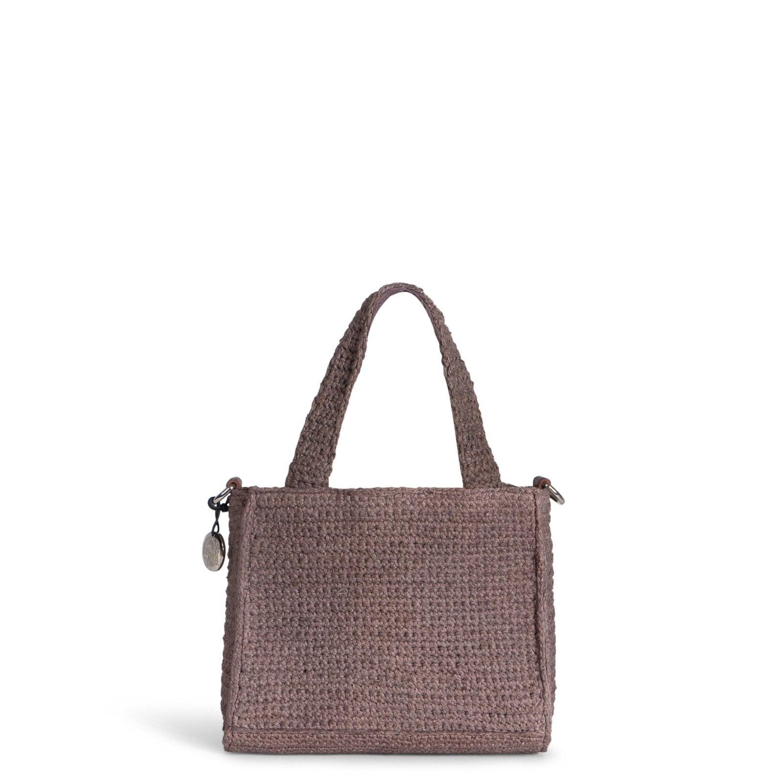 Tote Bag klein gehäkelt Handarbeit Blumenmuster braun - ANOKHI