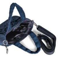 Tote Bag klein gehäkelt Handarbeit Blumenmuster navy – 6