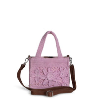 Tote Bag klein gehäkelt Handarbeit Blumenmuster rosa – 1