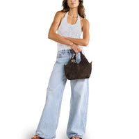 Tote Bag mini Velourleder braun - ANOKHI