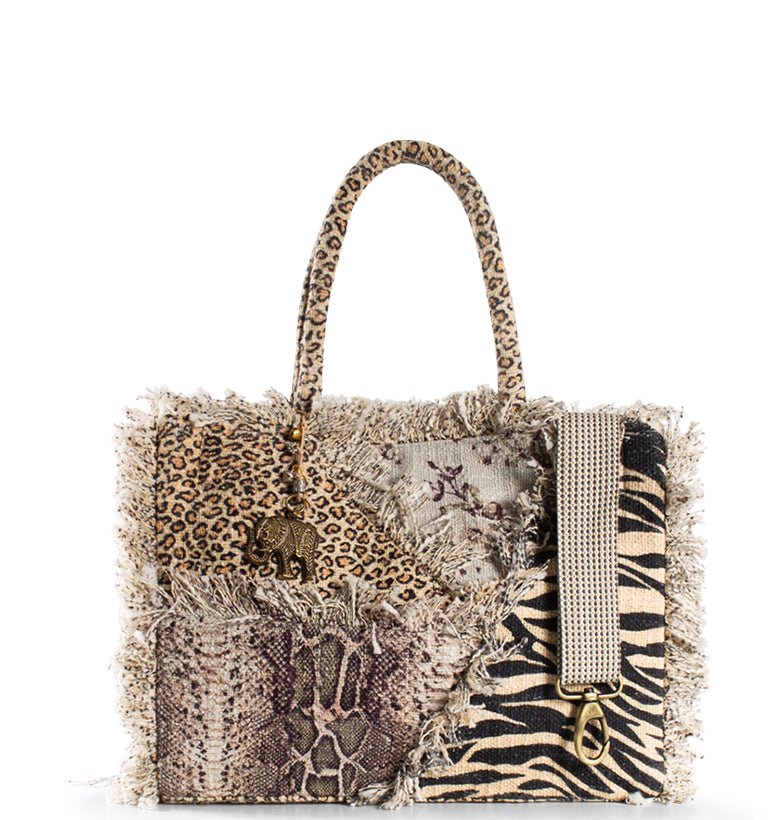 Tote Bag mit Animal - Patchwork – Zebra, Leopard & Snake - ANOKHI