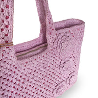 Tote Bag mittelgroß aus Bast Handarbeit rose - ANOKHI