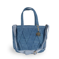 Tote Bag mittelgroß geflochten Denim blau - ANOKHI