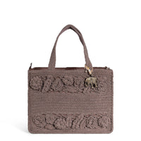 Tote Bag mittlere Größe gehäkelt Handarbeit Blumenmuster braun – 2