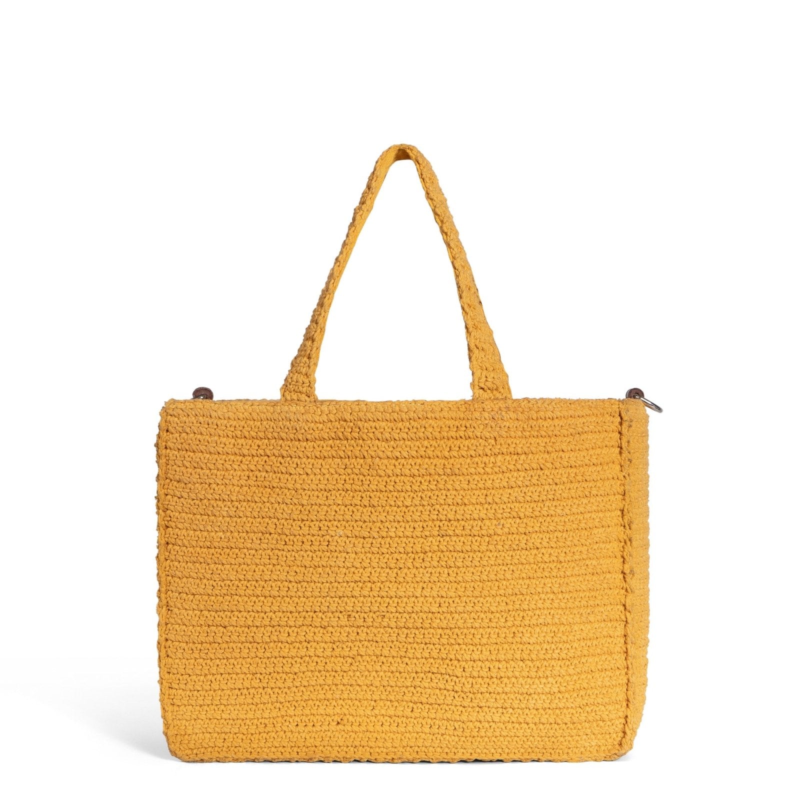 Tote Bag mittlere Größe gehäkelt Handarbeit Blumenmuster gelb - ANOKHI