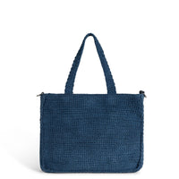 Tote Bag mittlere Größe gehäkelt Handarbeit Blumenmuster navy – 5