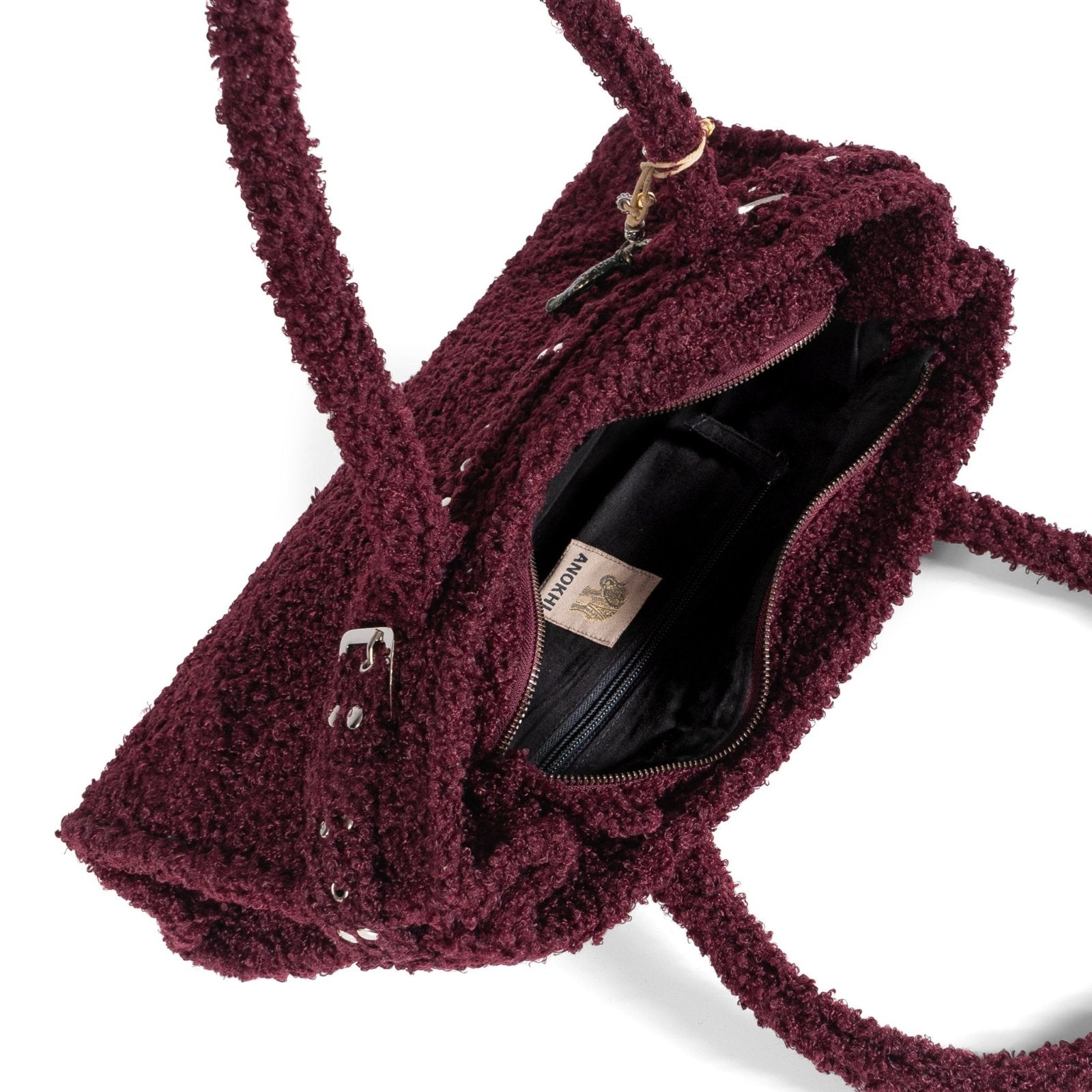 Tote Bag Nietengürtel Bouclé merlot - ANOKHI