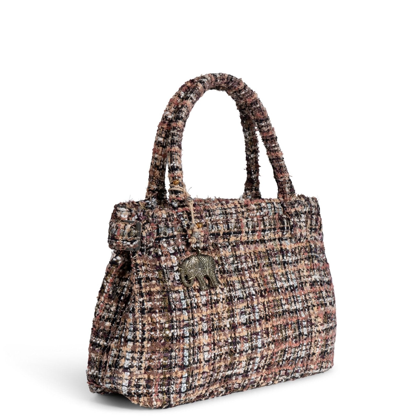 Tote Bag Tasche mittlere Größe Tweed braun beige - ANOKHI