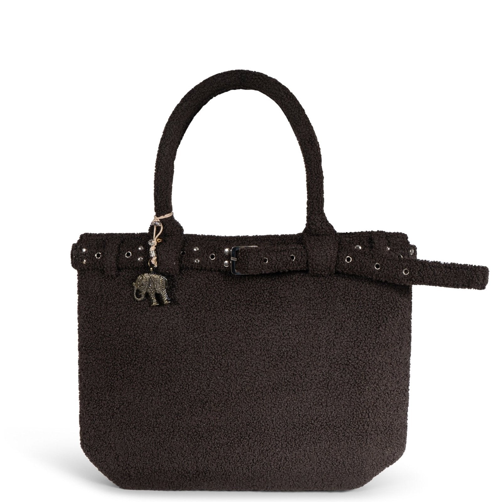 Tote Bag Tasche Nieten Bouclé braun - ANOKHI