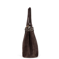 Tote bag suede leather brown rivets – 3