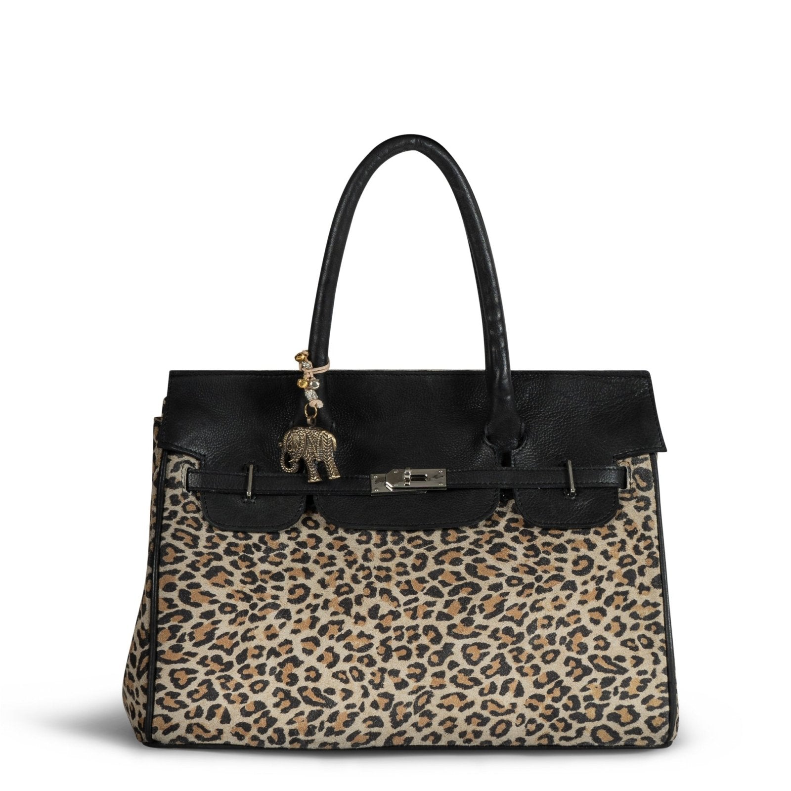 Tote Bag Velourleder mit Leoprint - ANOKHI