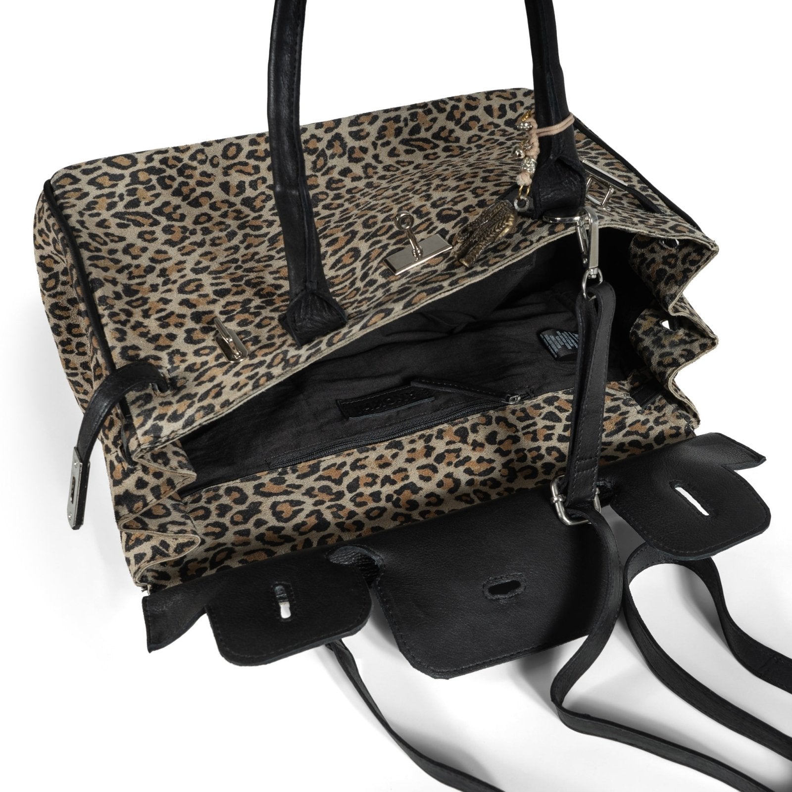 Tote Bag Velourleder mit Leoprint - ANOKHI
