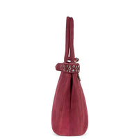 Tote Bag Velourleder weinrot Nieten – 3