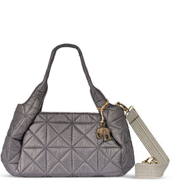 Gesteppte Nylon Tote Tasche mit Magnetverschluss zwei Tragekel abnehmbarer und verstellbarer Schultergurt Hauptfach Innentasche mit Reißverschluss zwei offene Innentaschen