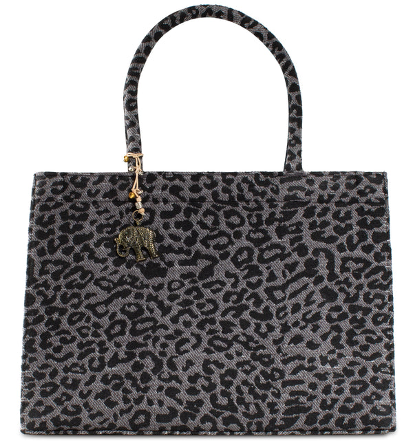 Anokhi Book Tote Tasche im Animal Print groß und geräumig mit Magnetverschluss zwei Tragehenkel und Innentasche mit Reißverschluss