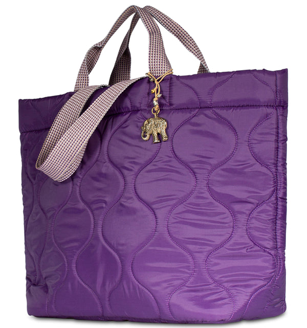 Großer Gesteppt Nylon Shopper Purple 58 x 18 x 39 cm