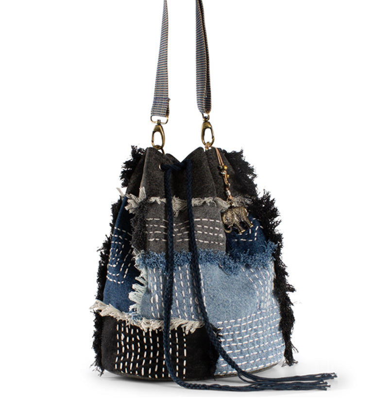 Jeansbeutel Handtasche Damenhandtasche aus Textil in Blau