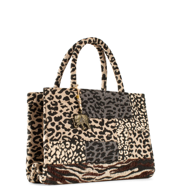 Anokhi Book Tote Tasche Animal Print Patchwork