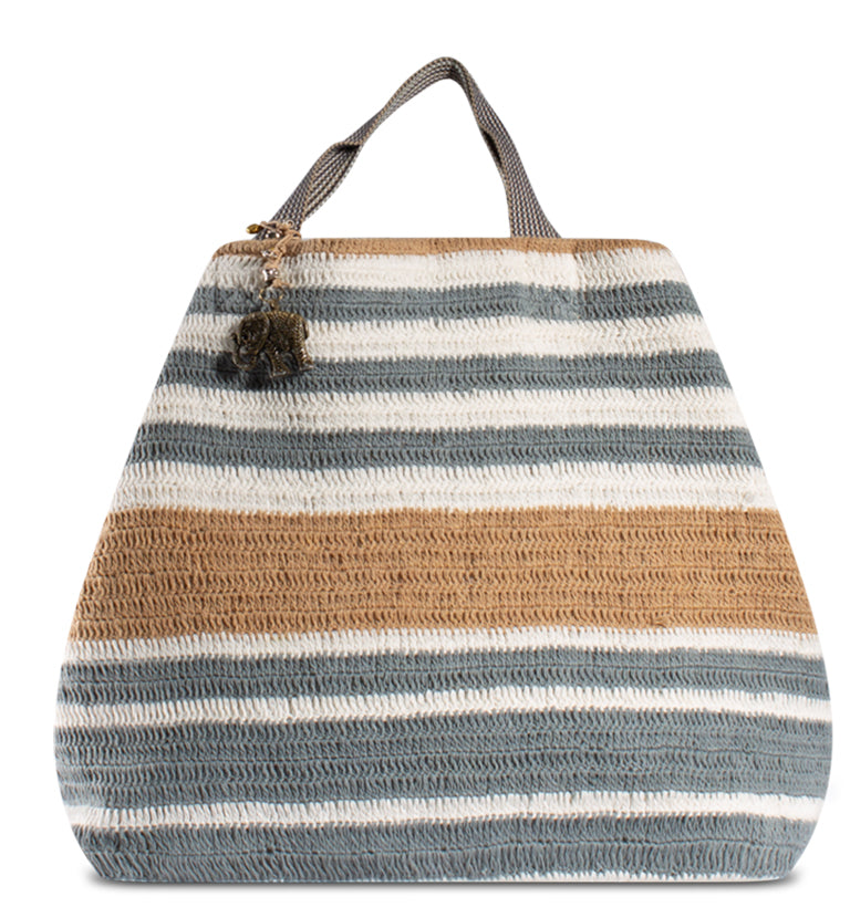 Großer Shopper aus Textil mit Streifen – Anokhi