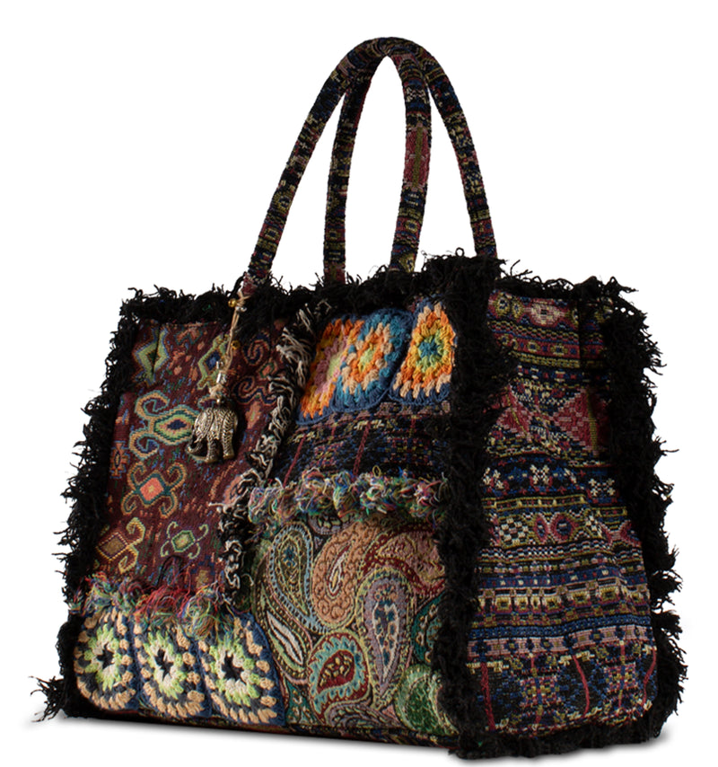Book Tote large von Anokhi aus gewebtem Textil