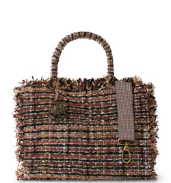 Anokhi Tweed Shopper mehrfarbig mit zwei Henkeln abnehmbarer Schultergurt praktische Innentaschen stilvolle Tasche