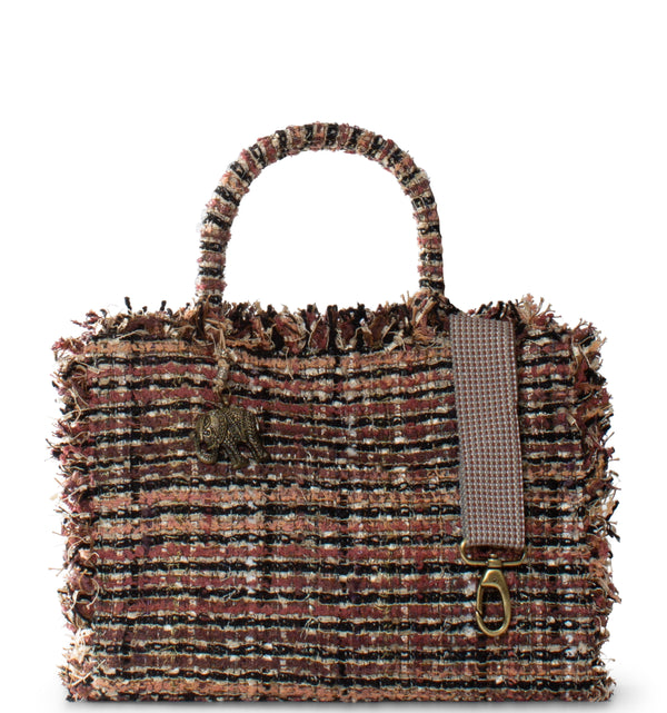 Anokhi Tweed Shopper mehrfarbig mit zwei Henkeln abnehmbarer Schultergurt praktische Innentaschen stilvolle Tasche