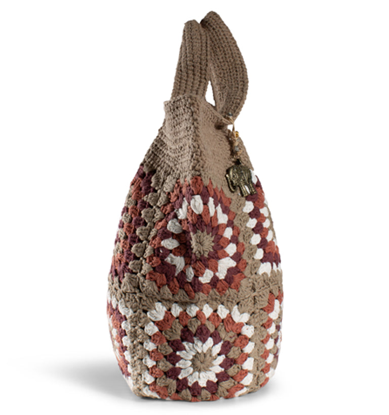 "Häkeltasche, Patchworktasche Braun"