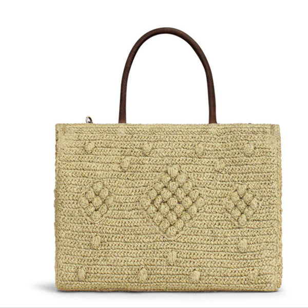 Book Tote Tasche Raffia Basttasche natur