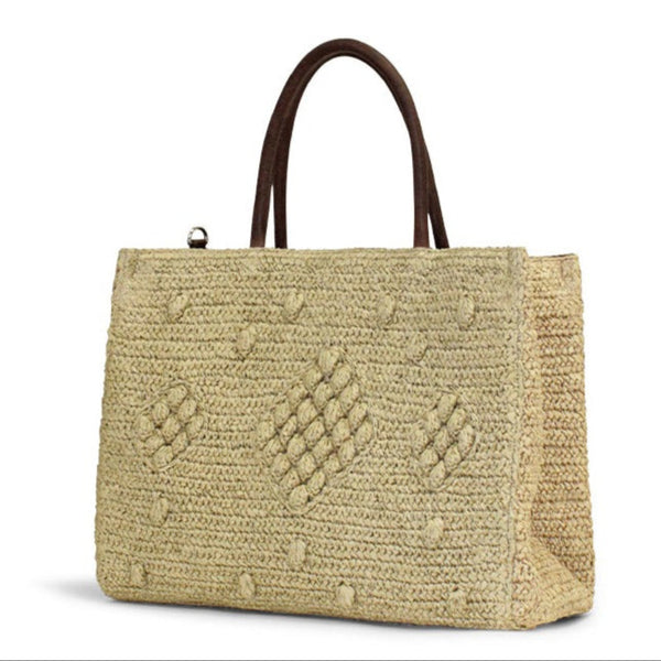 Book Tote Tasche Raffia Basttasche natur