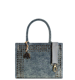 Book Tote Tasche Damenhandtasche aus Textil Denim in Blau