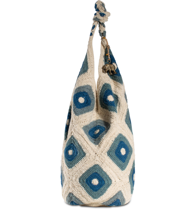 Häkelbeutel Hippiebag Damenhandtasche aus Textilüberwiegend Baumwolle in Hellbraun