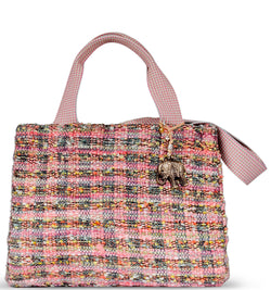 Soft Bag aus gestricktem Stoff mit zwei Henkeln zwei Tragegurten Magnetverschluss 