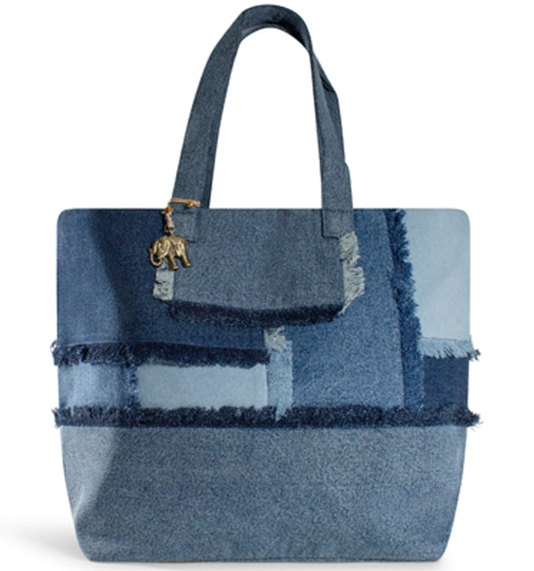 Strandtasche Shopper xl Damenhandtasche aus Textil Denim in Blau
