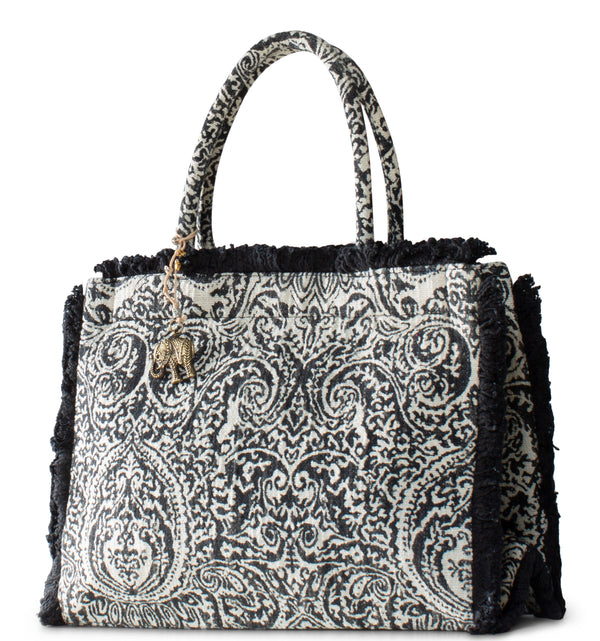 Book Tote aus Jacquard mit Paisley-Muster und Fransen im Boho-Stil