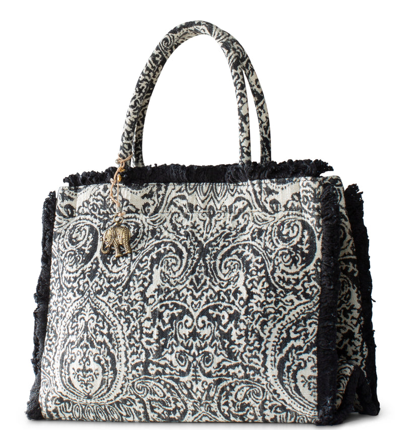 Book Tote aus Jacquard mit Paisley-Muster und Fransen im Boho-Stil
