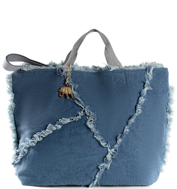 Strandtasche Shopper xl Damenhandtasche aus Textil in Blau