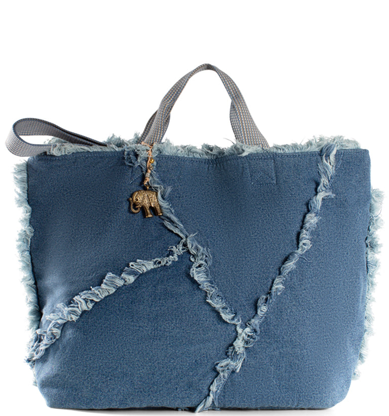 Strandtasche Shopper xl Damenhandtasche aus Textil in Blau